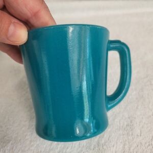 Beautiful Teal Fire King vintage mug